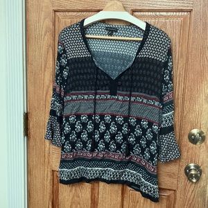 Black, red and green blouse